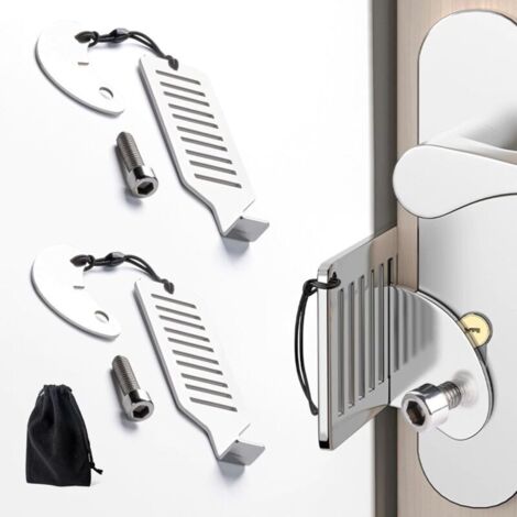 Set di 2 serrature portatili per porte, serratura di sicurezza per interni, serratura da viaggio, serratura per la privacy con borsa per il trasporto, ideale per scuola, hotel, casa e appartamento.
