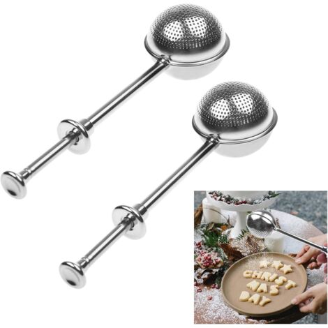 Set di 2 setacci – Cucchiaio per farina e zucchero a velo – Bastoncino per dolci per cacao, spezie, cannella – Utensile da cucina e da forno