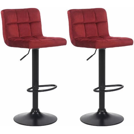 Set di 2 sgabelli bar Feni in velluto rosso