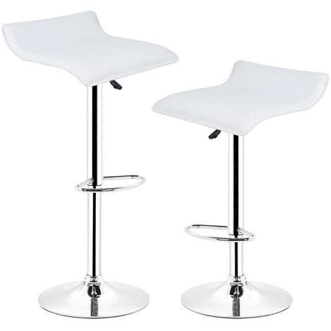 Set di 2 sgabelli da bar bianchi - Sedia da bar in stile moderno a casa, Similpelle lounge bar sgabelli/bianco