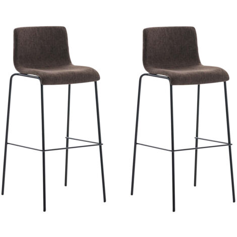 Set di 2 sgabelli da bar con poggiapiedi, schienale curvo in tessuto marrone e 4 gambe in metallo nero 100004198
