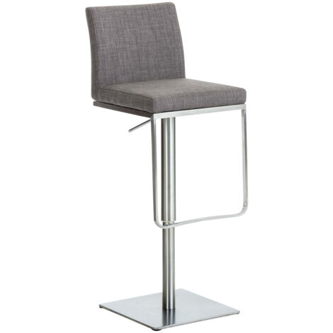 Set di 2 sgabelli da bar con rivestimento in tessuto Panama grigio acciaio inossidabile