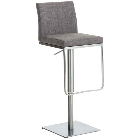 Set di 2 sgabelli da bar con rivestimento in tessuto Panama grigio acciaio inossidabile