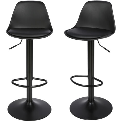 Set di 2 Sgabelli da Bar Cucina in finta pelle,per Cucina, Sala da Pranzo, Soggiorno,Nero