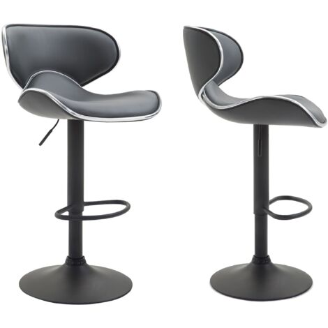 Set di 2 sgabelli da bar dal design contemporaneo gambe in metallo nero seduta sintetica grigia 100000340