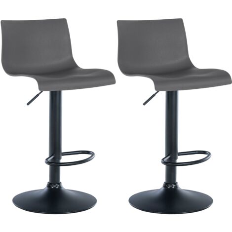 Set di 2 sgabelli da bar dal design semplice con poggiapiedi in plastica grigia, gambe in metallo nero 100004045