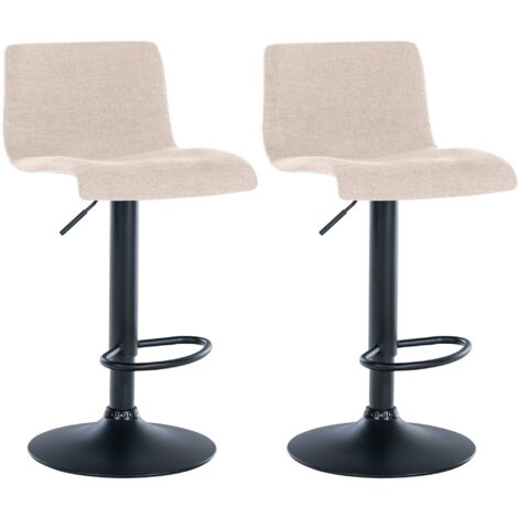 Set di 2 sgabelli da bar dal design semplice con poggiapiedi in tessuto crema, gambe in metallo nero 100004051