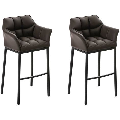Set di 2 sgabelli da bar Damaso in similpelle con struttura a quattro gambe marrone nero