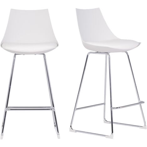 Set di 2 sgabelli da bar design bianchi 65 cm JUNE