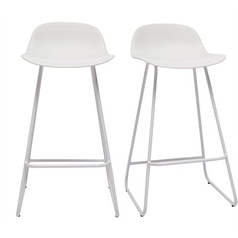 MILIBOO Set di 2 sgabelli da bar design bianchi H65 cm ELLA