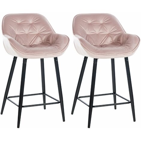 Set di 2 sgabelli da bar Gibson rosa Velluto