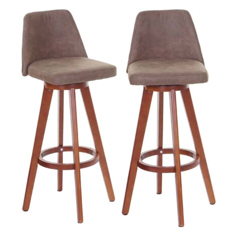 Set di 2 sgabelli da bar girevole sedia alta struttura in legno seduta in tessuto vintage marrone 040007453