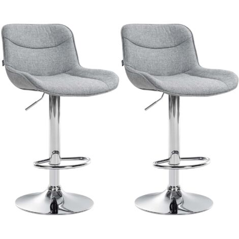 Set di 2 sgabelli da bar girevoli dalla forma ergonomica con cuciture decorative in tessuto grigio e struttura in metallo cromato 100006200
