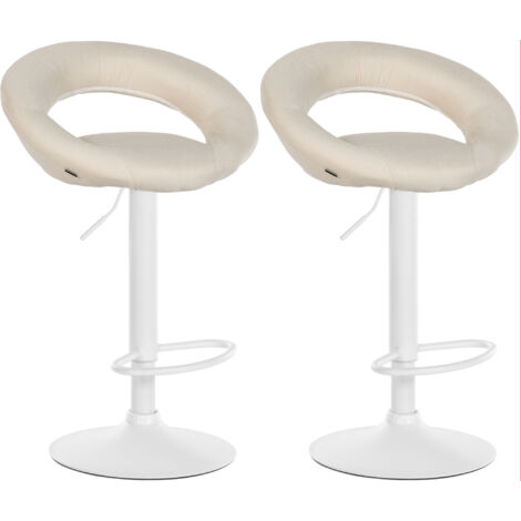 Set di 2 sgabelli da bar in tessuto Olinda crema bianco