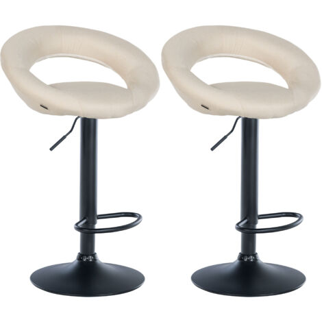 Set di 2 sgabelli da bar in tessuto Olinda crema nero