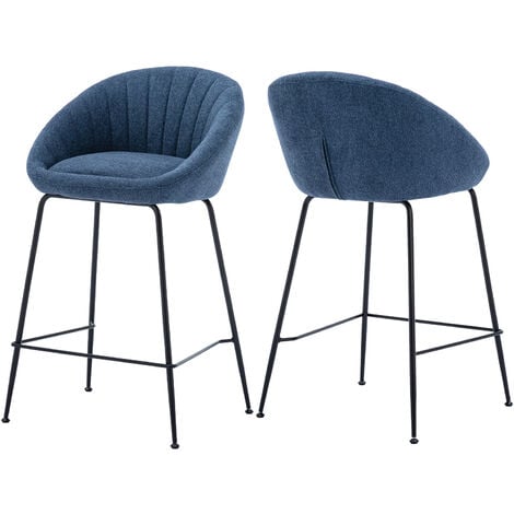 WAHSON OFFICE CHAIRS Set di 2 Sgabelli da Bar in Tessuto Sgabelli Alti Cucina con Schienal per Cucina Bancone, Blu