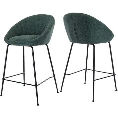 Set di 2 Sgabelli da Bar in Tessuto Sgabelli Alti Cucina con Schienal per Cucina Bancone, Verde