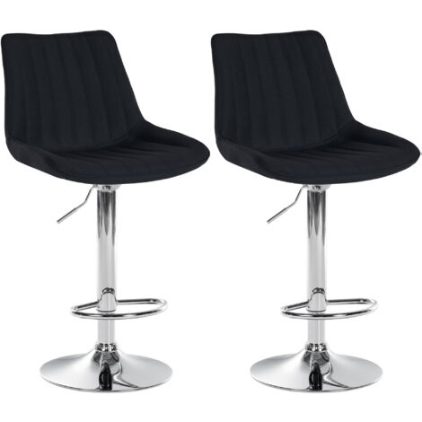 Set di 2 sgabelli da bar in tessuto Toni nero Metallo in look cromato