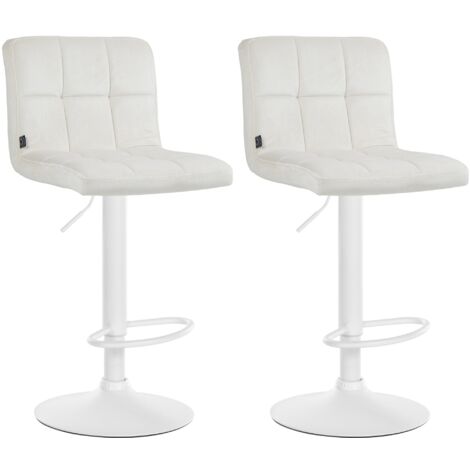 Set di 2 sgabelli da bar in velluto crema con cuciture decorative in metallo bianco piede a tromba 100004401