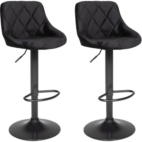 Set di 2 sgabelli da bar in velluto nero ROBIN