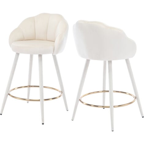 WAHSON OFFICE CHAIRS Set di 2 Sgabelli da Bar in Velluto Sgabelli Cucina Moderni Sedia da Bar Sgabelli Alti per Cucina Bancone, Beige