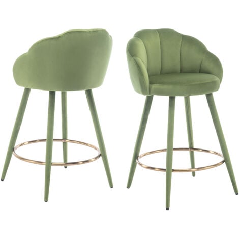 WAHSON OFFICE CHAIRS Set di 2 Sgabelli da Bar in Velluto Sgabelli Cucina Moderni Sedia da Bar Sgabelli Alti per Cucina Bancone,Verde