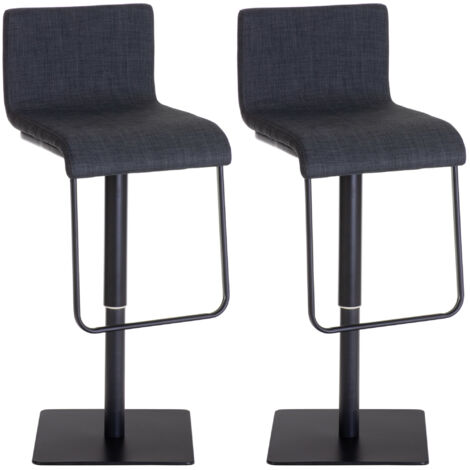 Set di 2 sgabelli da bar Limon rivestimento in tessuto grigio scuro nero