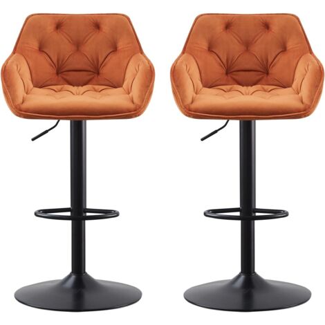 Set di 2 sgabelli da bar moderni girevoli a 360° e regolabili in altezza - Sollevatori con meccanismo a gas, 120kg - Per isola cucina, soggiorno, caffè - arancione