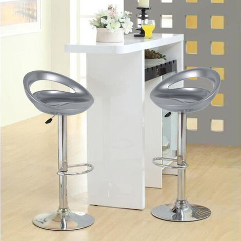 Set di 2 sgabelli da Bar Moderni in plastica Regolabile in Altezza con Schienale Arrotondato e Base cromata Haloyo®, ABS,grigio chiaro