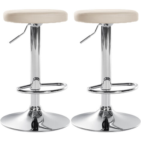 Set di 2 sgabelli da bar Ponte in similpelle crema Metallo in look cromato