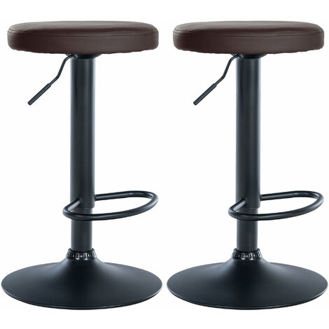 Set di 2 sgabelli da bar Ponte in similpelle marrone Metallo nero opaco