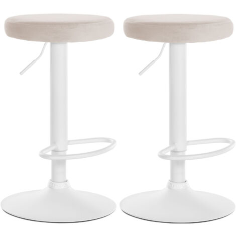 Set di 2 sgabelli da bar Ponte velvet crema Metallo bianco opaco