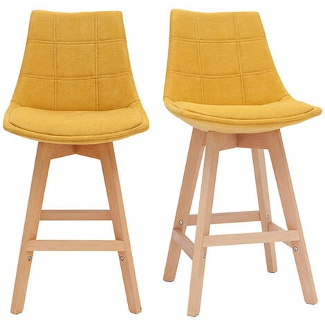 Set di 2 sgabelli da bar scandinavi effetto velluto giallo senape 65 cm MATILDE