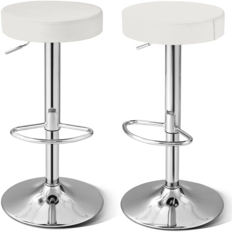Set di 2 sgabelli da bar, sedia girevole da bar, altezza regolabile 63-84,5 cm, sedia da bar da cucina in PU, poggiapiedi, struttura in metallo zincato
