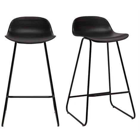 Set di 2 sgabelli da bar sedile nero base nero H65 cm ELLA