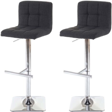 Set di 2 sgabelli da bar seggioloni girevoli con schienale in tessuto grigio scuro / base tessile cromata 040000163