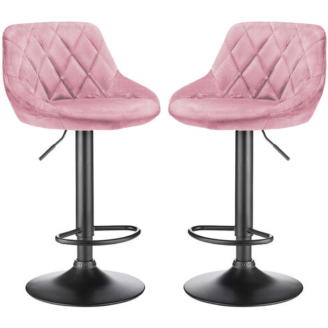 Set di 2 sgabelli da bar, sgabelli da cucina con schienale,sgabelli girevoli, sgabelli imbottiti, sgabelli da banco, regolabili in altezza, sedie per cucina, bar, caffetteria,rosa
