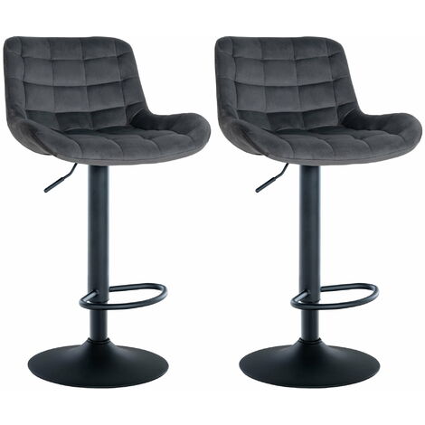 Set di 2 sgabelli da bar Tover grigio scuro Velluto