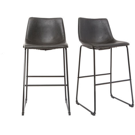 Set di 2 sgabelli da bar vintage PU nero 73cm NEW ROCK