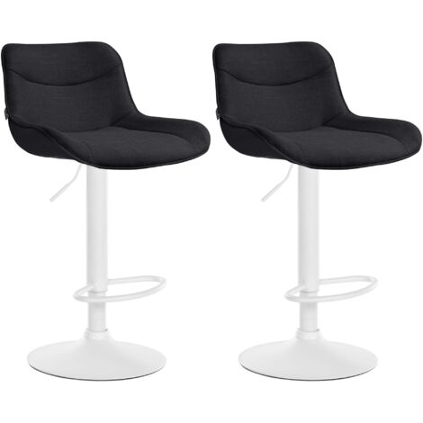 Set di 2 sgabelli da bar x1 con cuciture decorative in tessuto nero, base a tromba in metallo bianco 100004462