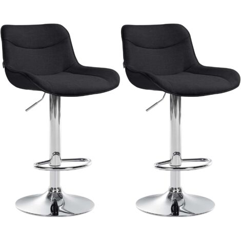 Set di 2 sgabelli da bar x1 con cuciture decorative in tessuto nero, base a tromba in metallo cromato 100004460