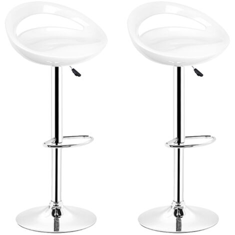 Set di 2 Sgabelli da Bar,in plastica ABS,Altezza Regolabile e Girevole,bianco