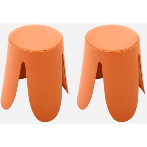 Set di 2 sgabelli impilabili in similpelle