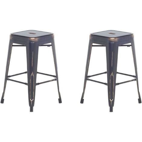 Set di 2 Sgabelli in Acciaio Nero e Oro Impilabili Moderni 60 cm Cabrillo