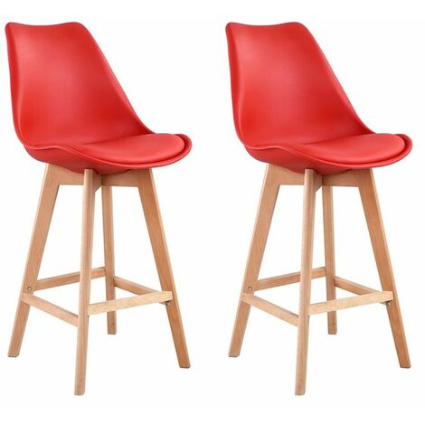 Set di 2 sgabelli scandinavi SVEN rossi con cuscino