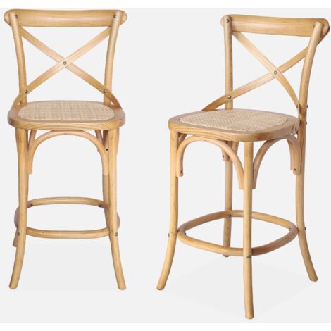 Set di 2 sgabello da bar bistrot vintage legno