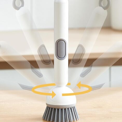 Set di 2 spazzole per piatti con dispenser di sapone, spazzola per la pulizia della cucina, scolapiatti, per lavello (bianco)