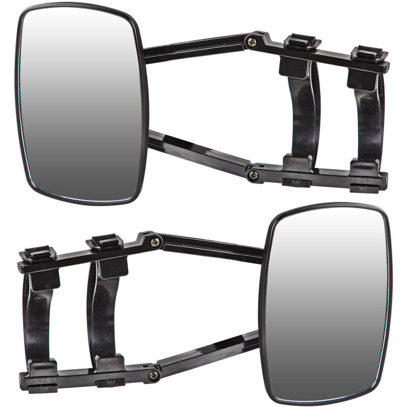 Set di 2 specchietti universali per roulotte con cinghie di gomma regolabili, adatti a tutti i veicoli più comuni, roulotte e automobili.