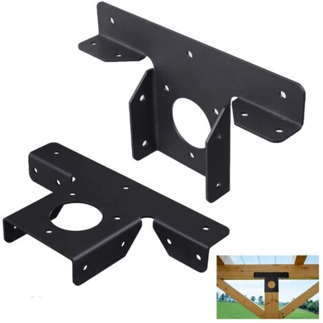 Set di 2 staffe angolari per pergola a 3 vie per carichi pesanti, per legno 4 x 4