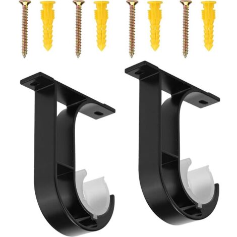 Set di 2 staffe da soffitto per bastoni per tende, realizzate in lega di alluminio, complete di viti e fissaggi.